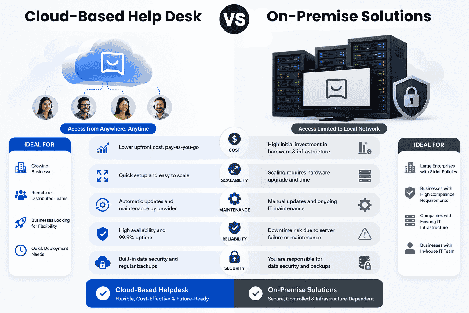 Key Differences Between Cloud-Based Helpdesk vs On-Premise Solutions