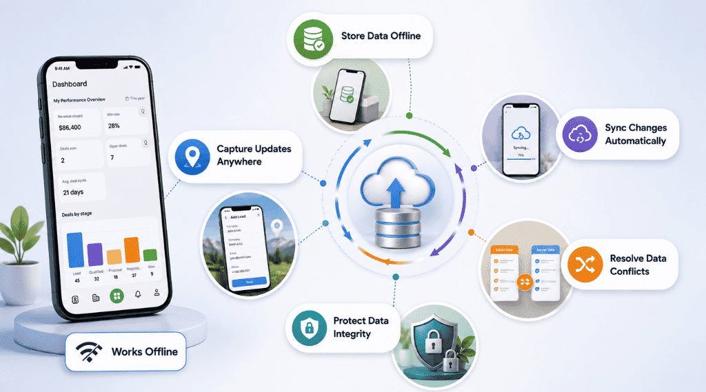 How Mobile CRM Handles Offline Access And Data Sync