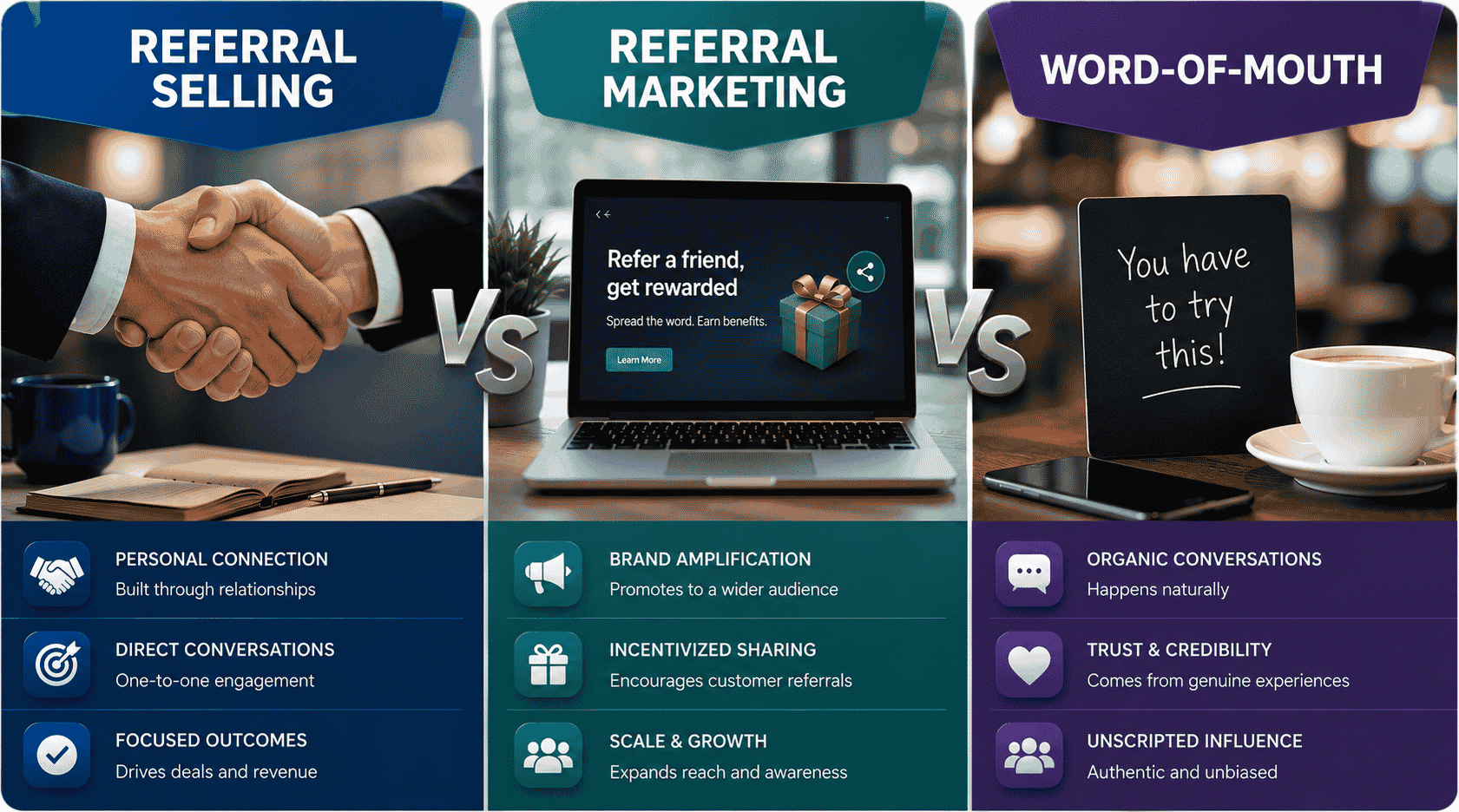 Referral Selling vs. Referral Marketing vs. Word-of-Mouth